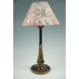 A turned and chinoiserie lacquered table lamp, 44 cm to socket