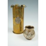 A 7th Battalion Border Regiment Great War Armistice commemorative trench art vase, together with far