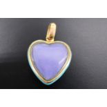 A Victorian heart shaped turquoise enamelled high carat yellow metal open locket, 3 cm x 2 cm, 6.7