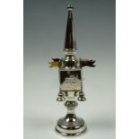 A Sterling white metal Judaic spice tower, 23 cm