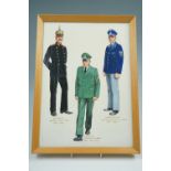 Two studies of German policemen, comprising a guache depcition of a pair of policemen, unsigned,
