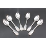 A set of six fidde, thread and shell pattern spoons, Chawner & Co, London, 1845, 224 g