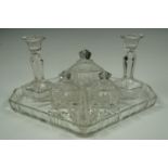 A pressed glass dressing table set, circa 1940s