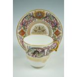 A 19th Century French Sevres porcelain cup and saucer from Louis Phillipe's Chateau de Fontainebleau