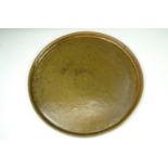 A late 19th / early 20th century Asian engraved brass tray, 60 cm diameter