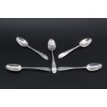 Five matching late 18th Century Scottish silver Celtic point teaspoons, David Marshall, Edinburgh,