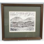 A Wainwright (1907-1991), Innominate Tarn, Naystacks, pen drawing, matted and framed under glass,