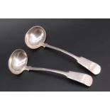 A pair of George III provincial Scottish silver fiddle pattern sauce ladles, William Whitecross,