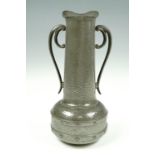 A 1930s "Sheffield Craftsman" arts and crafts pewter vase, 27 cm