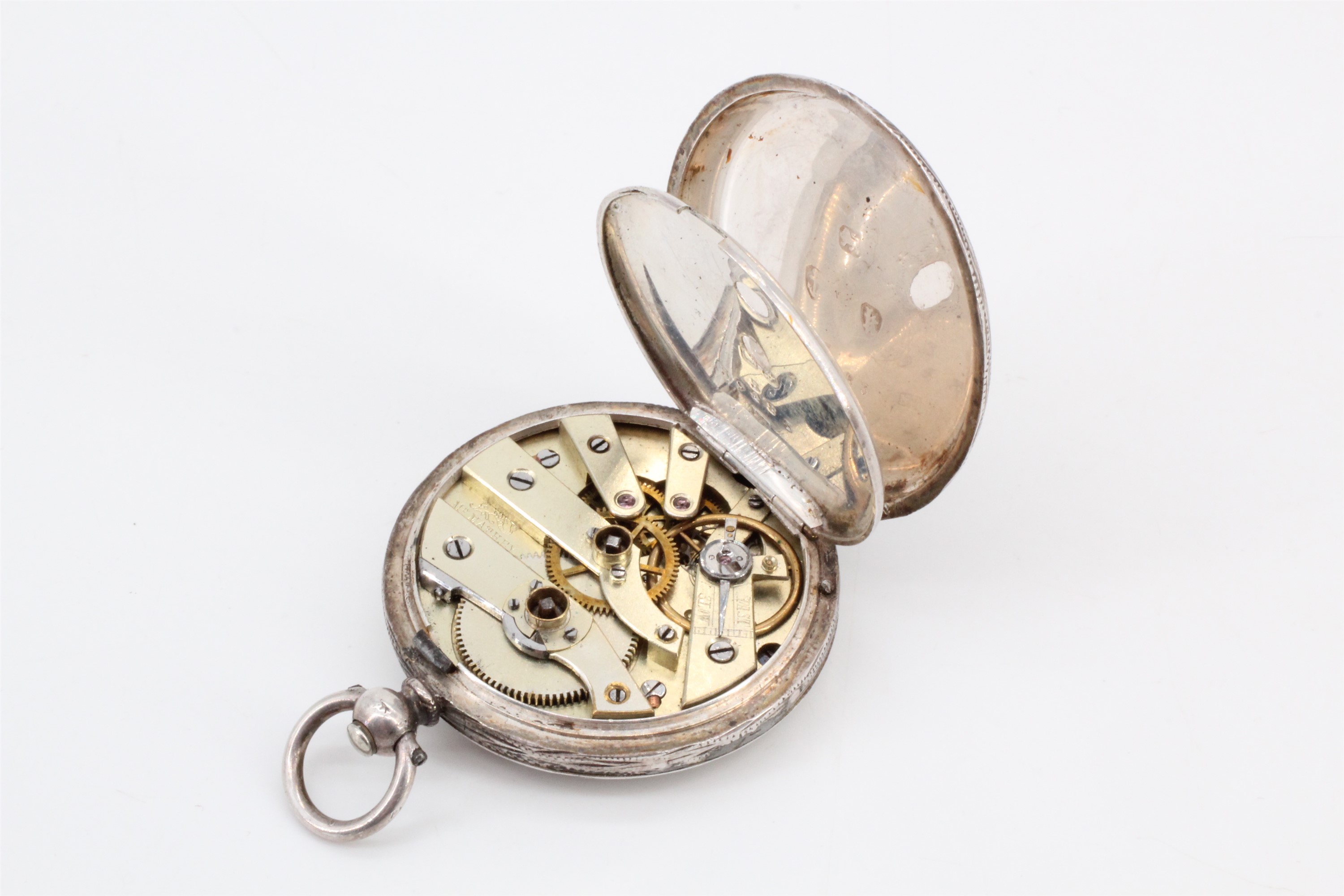 A late Victorian lady's silver cased key-wound fob watch converted for wear to the wrist, (36 mm - Image 3 of 3