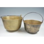 Four large brass jam pans