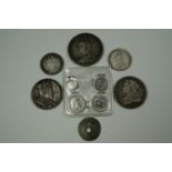 A 1902 Maundy set together with a 1902 coronation commemorative, sundry Victorian silver coins and