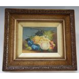 William Rayworth (1852- 1905) Still life of fruit, painted on a ceramic panel, signed "W Rayworth"