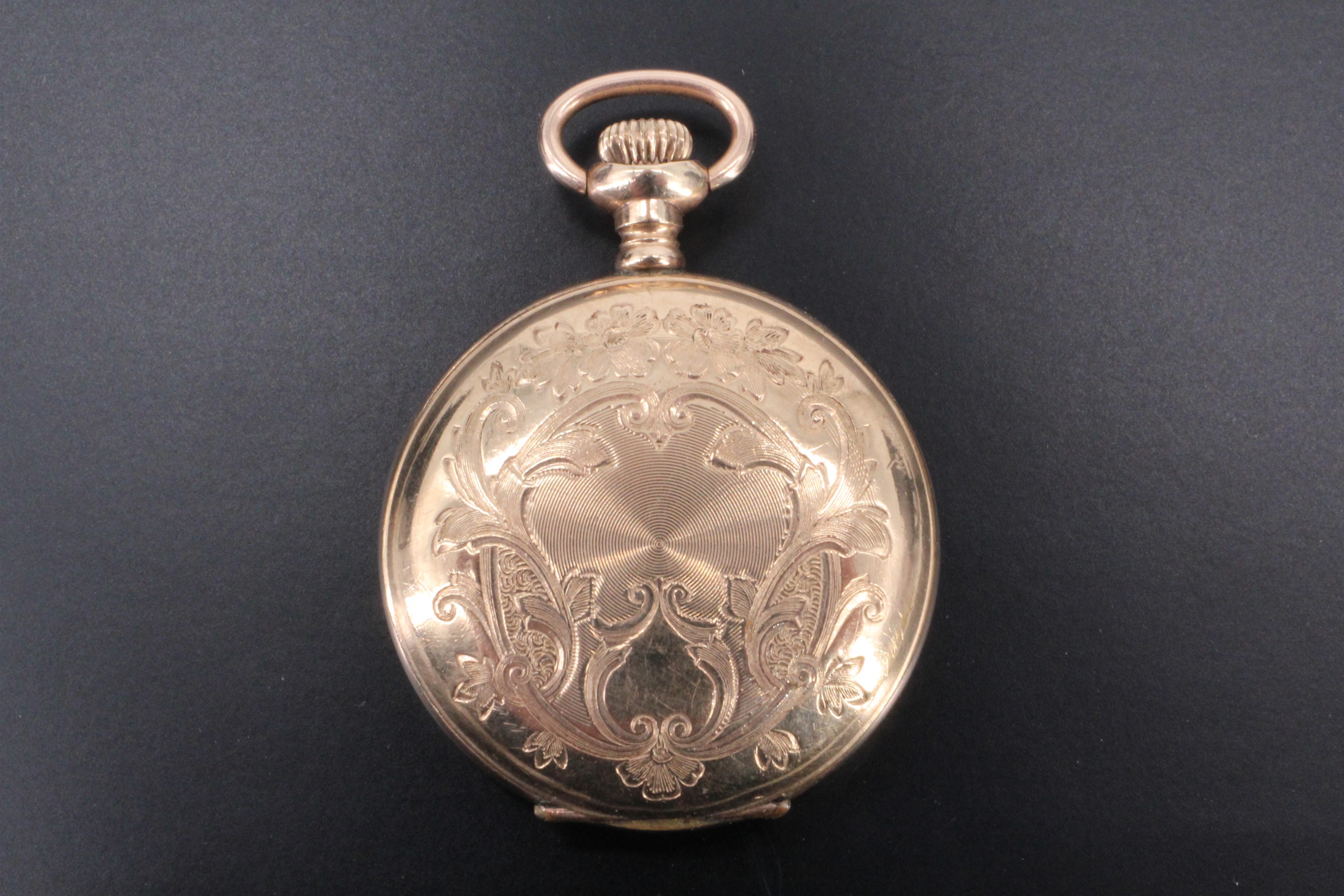 An early 20th Century Tisdall key-less rolled gold hunter cased fob watch, 36 mm excluding stem, ( - Image 2 of 2