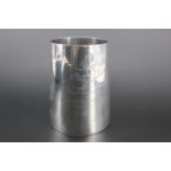 A cased 1920s glass-bottomed silver half-pint tankard, bearing the engraved armorial crest of HMS
