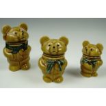 Three R Moss Ltd pots modeled as bears, tallest 15 cm