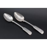 Two early 19th century Scottish provincial silver fiddle pattern table spoons, Charles Jamieson,