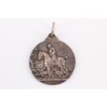 An Edwardian 1906 "The Hunters' [horse breeding] Improvement Society" silver medal, by Mappin and