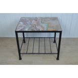 A onyx and wrought iron contemporary coffee table, 62 x 49 x 53 cm