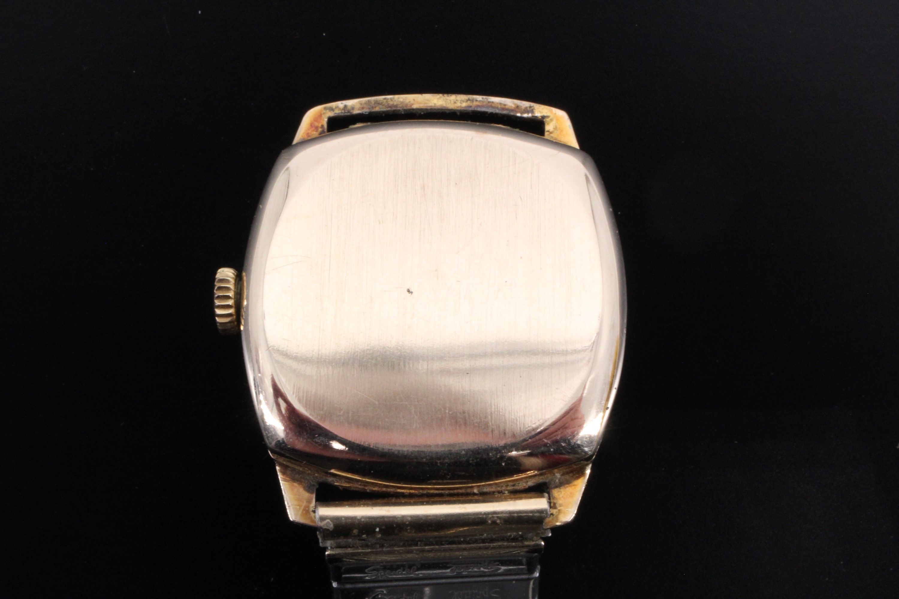 A 1950s Bentima Star 9 ct gold wristwatch, 28 mm excluding crown, having a plated felxible - Image 4 of 4