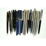 A quantity of Parker ball-point pens, together with sundry other pens