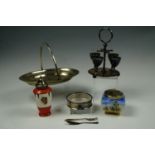 A quantity of vintage electroplate including a cased set of Victorian parcel-gilt tea spoons,