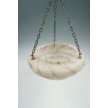 A 1930s moulded mottled glass pendant shade