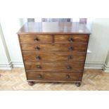 A good Victorian mahogany chest of drawers, comprising two short over three long graduated