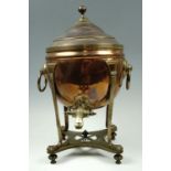 A George III copper tea urn, 43 cm