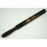 A William IV turned and painted wooden police truncheon, bearing the arms of the City of London