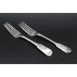 Two 19th Century provincial Scottish silver fiddle pattern dinner forks, Robert Keay, Perth and