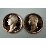 Two bronze replica Wyon Waterloo medals