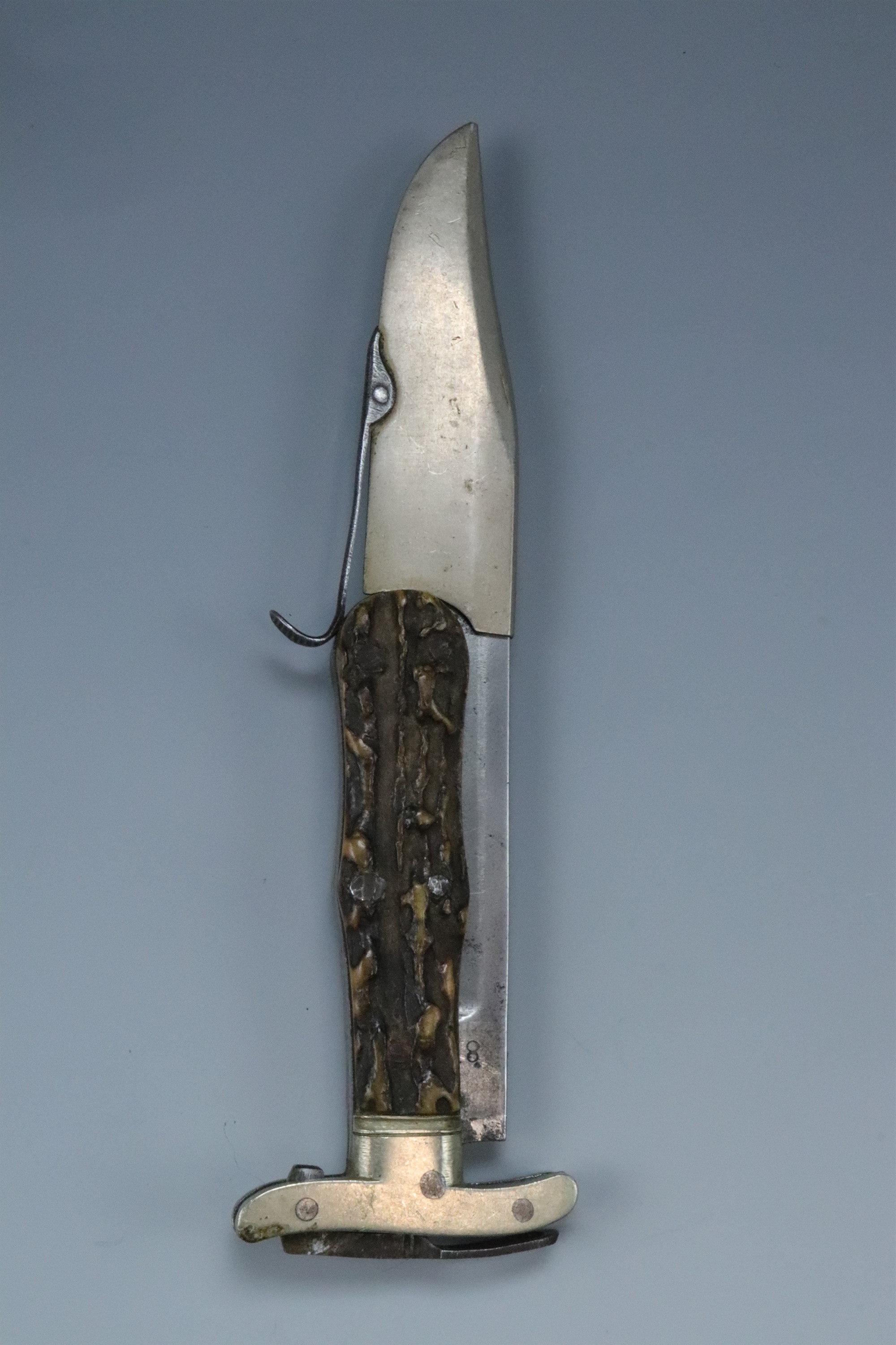 A Victorian folding lock knife, having a 5 1/2 inch Bowie shaped blade, its ricassos stamped TMW - Image 2 of 4