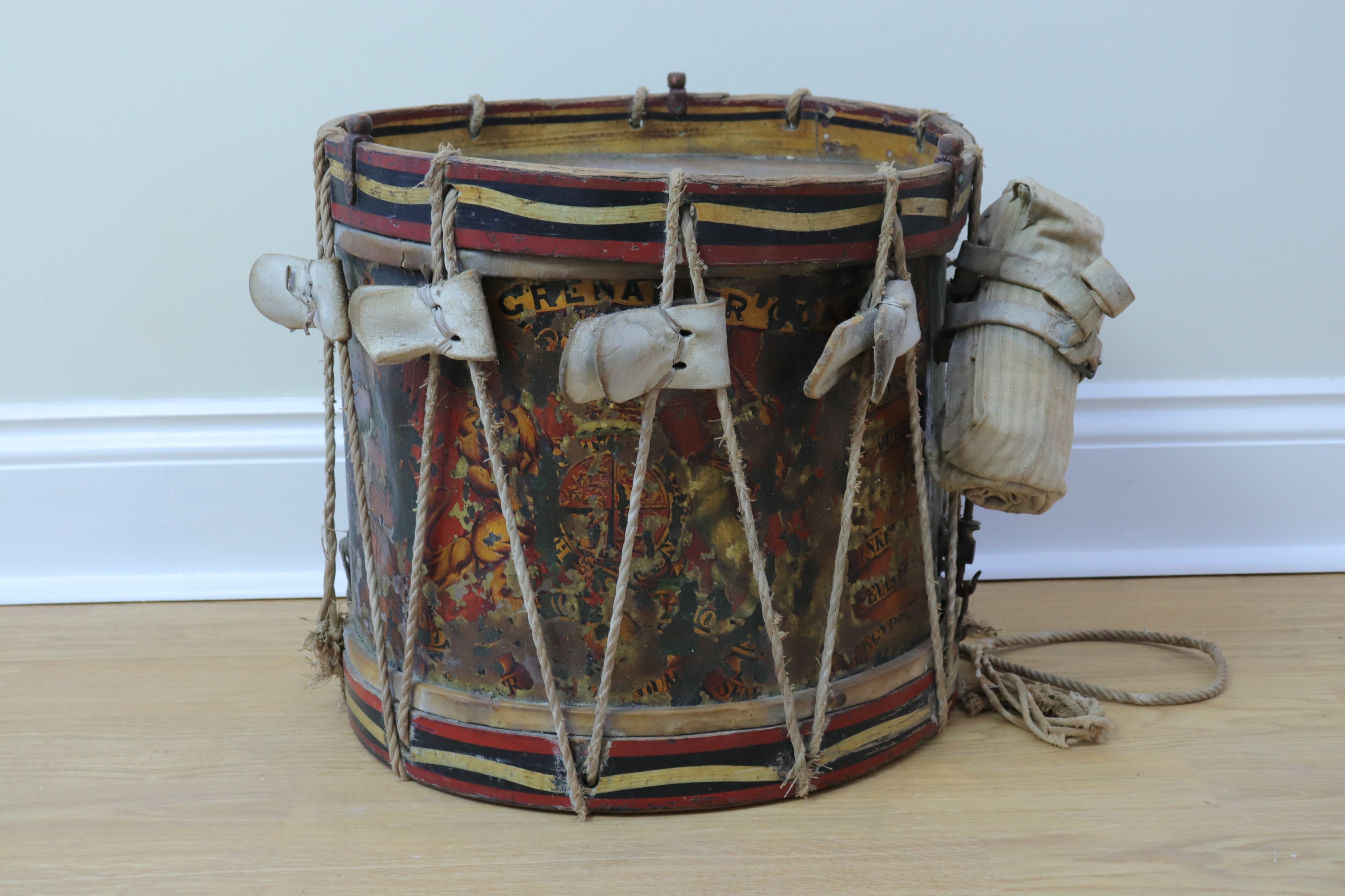 A Victorian 1st Grenadier Guards side drum by Potter, the body stamped "1st G G, No 2"
