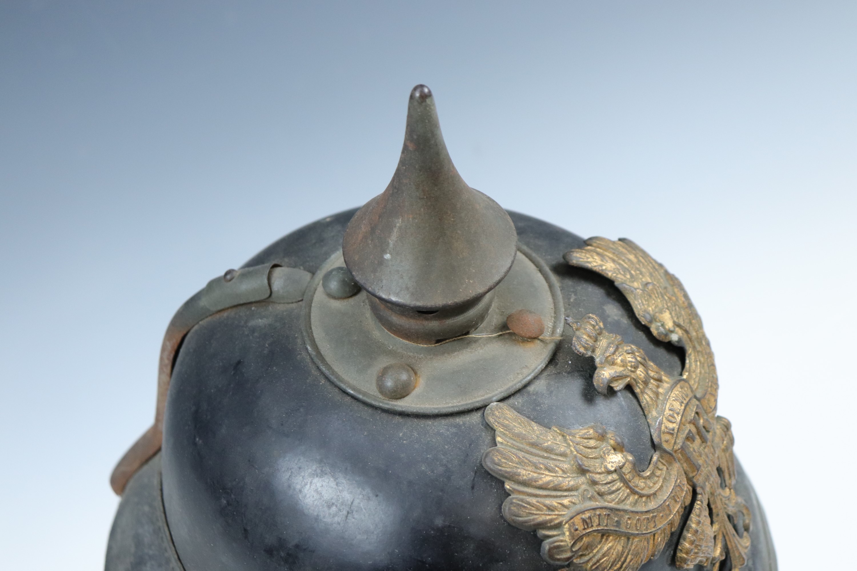 An Imperial German Prussian Model 1915 pickelhaube, dated 1916 - Image 5 of 7