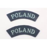A Pair of Free Polish Air Force embroidered shoulder titles