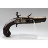 A George III flintlock travelling or overcoat pistol by Bennett of London, having a 4 1/4 inch