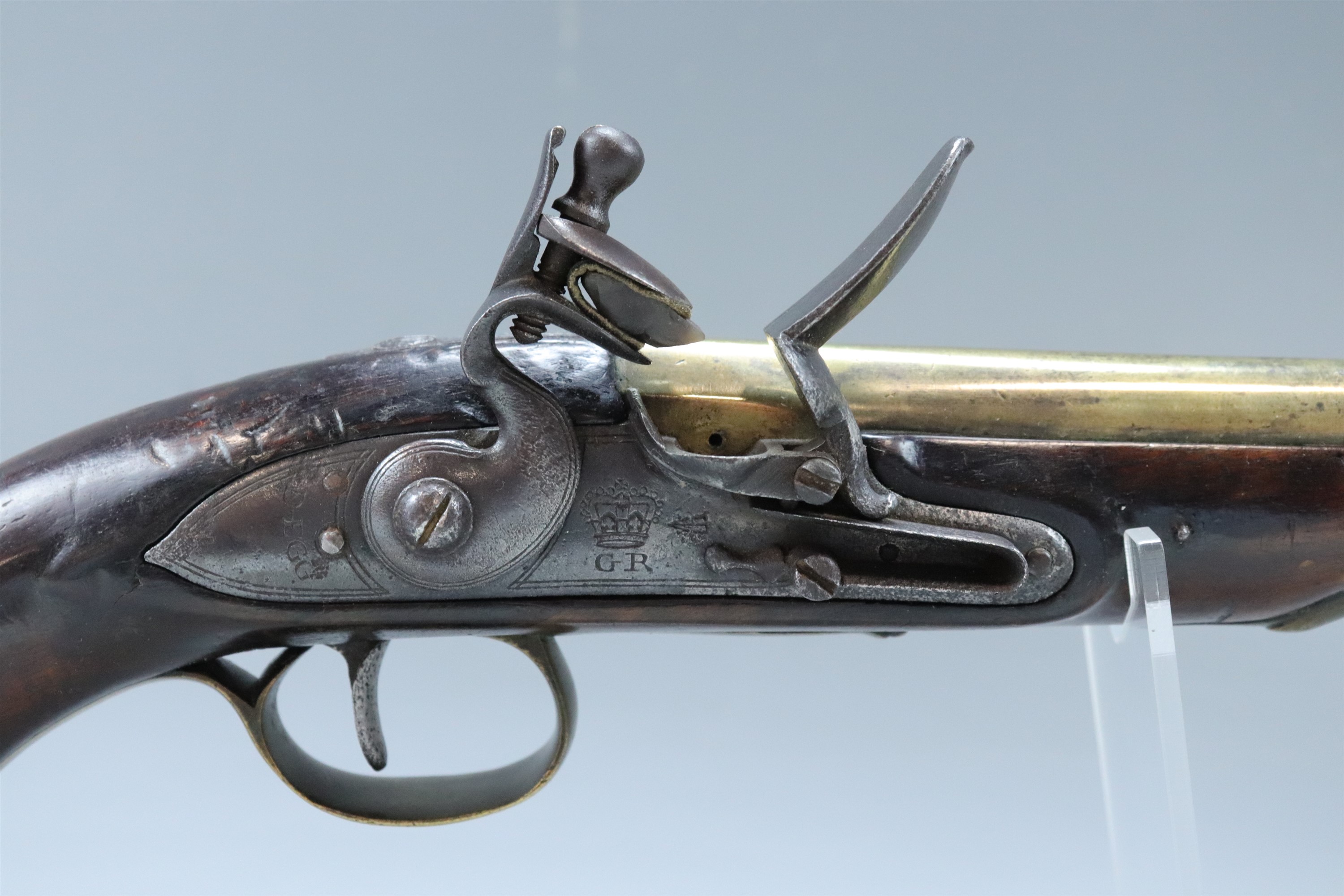 A George III 25-bore military flintlock brass-barrelled pistol by Durs Egg, as commissioned by the - Image 3 of 9