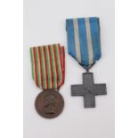 A Great War Italian Military Valour Cross together with a 1915 - 1918 War Medal