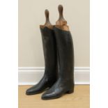 A pair of late 19th / early 20th Century army officer's riding boots with wooden keepers