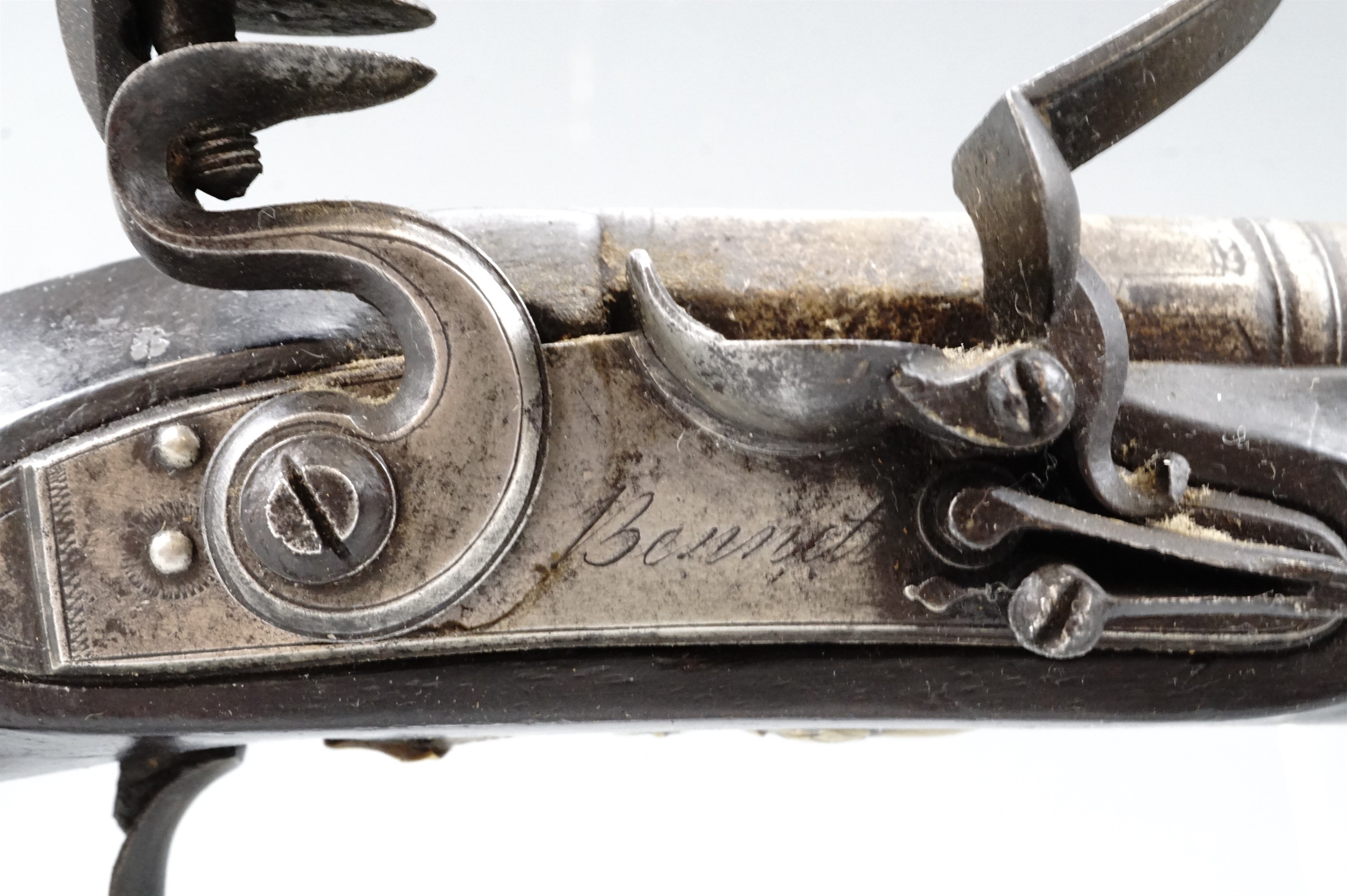 A George III flintlock travelling or overcoat pistol by Bennett of London, having a 4 1/4 inch - Image 2 of 6