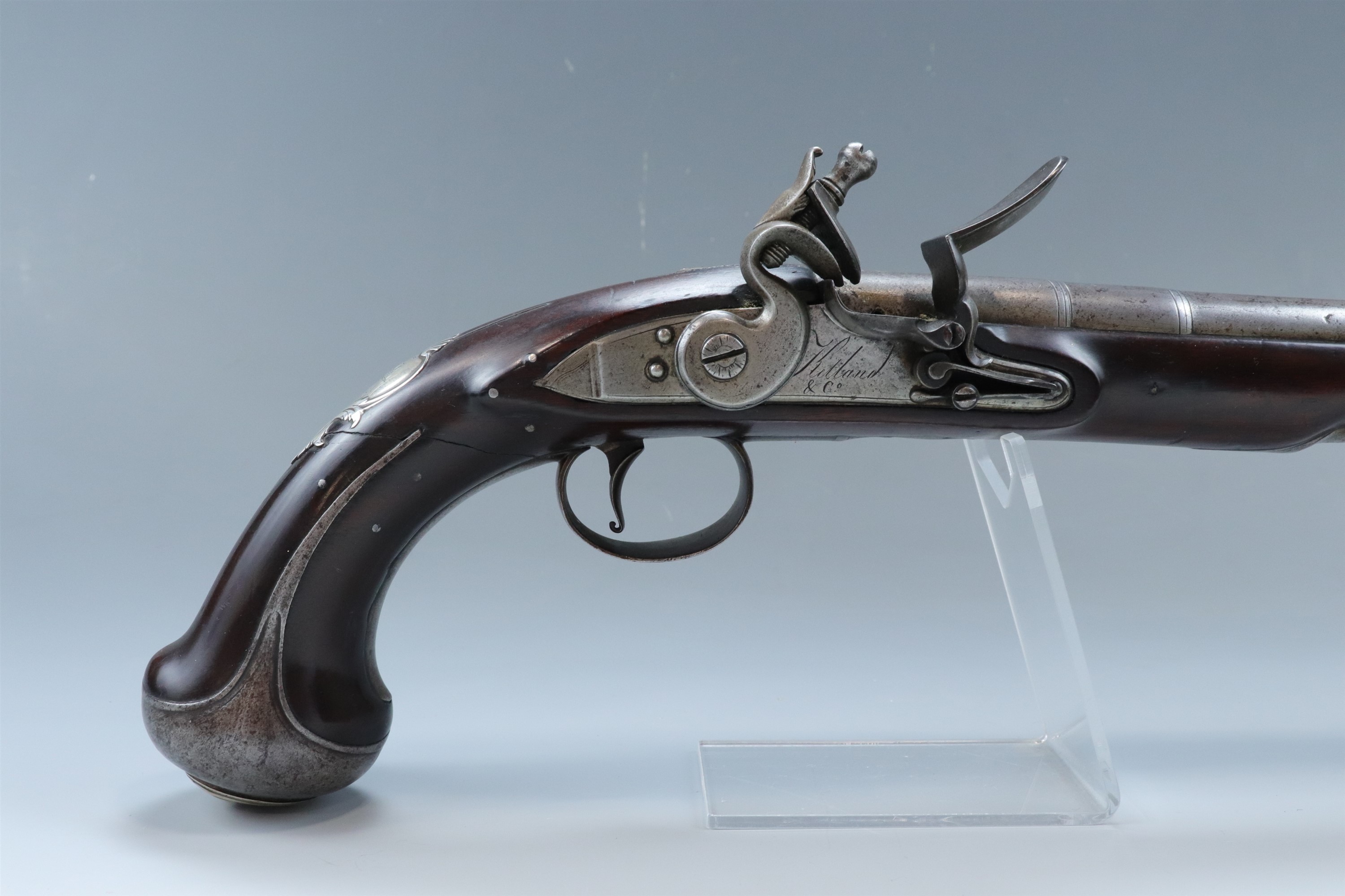 A George III white metal and iron mounted flintlock holster pistol by Ketland, having a 9 3/4 inch - Image 2 of 15