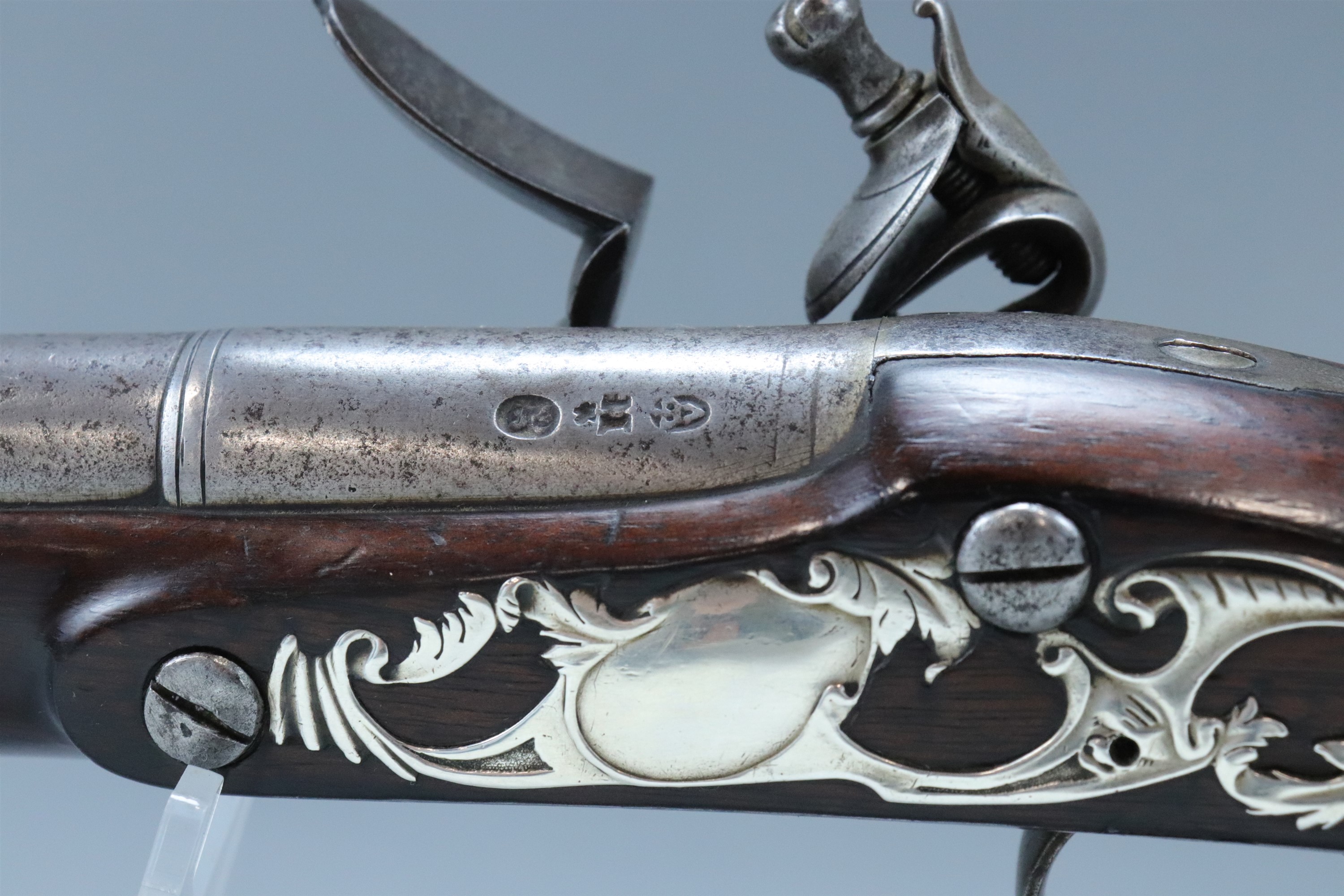 A George III white metal and iron mounted flintlock holster pistol by Ketland, having a 9 3/4 inch - Image 9 of 15