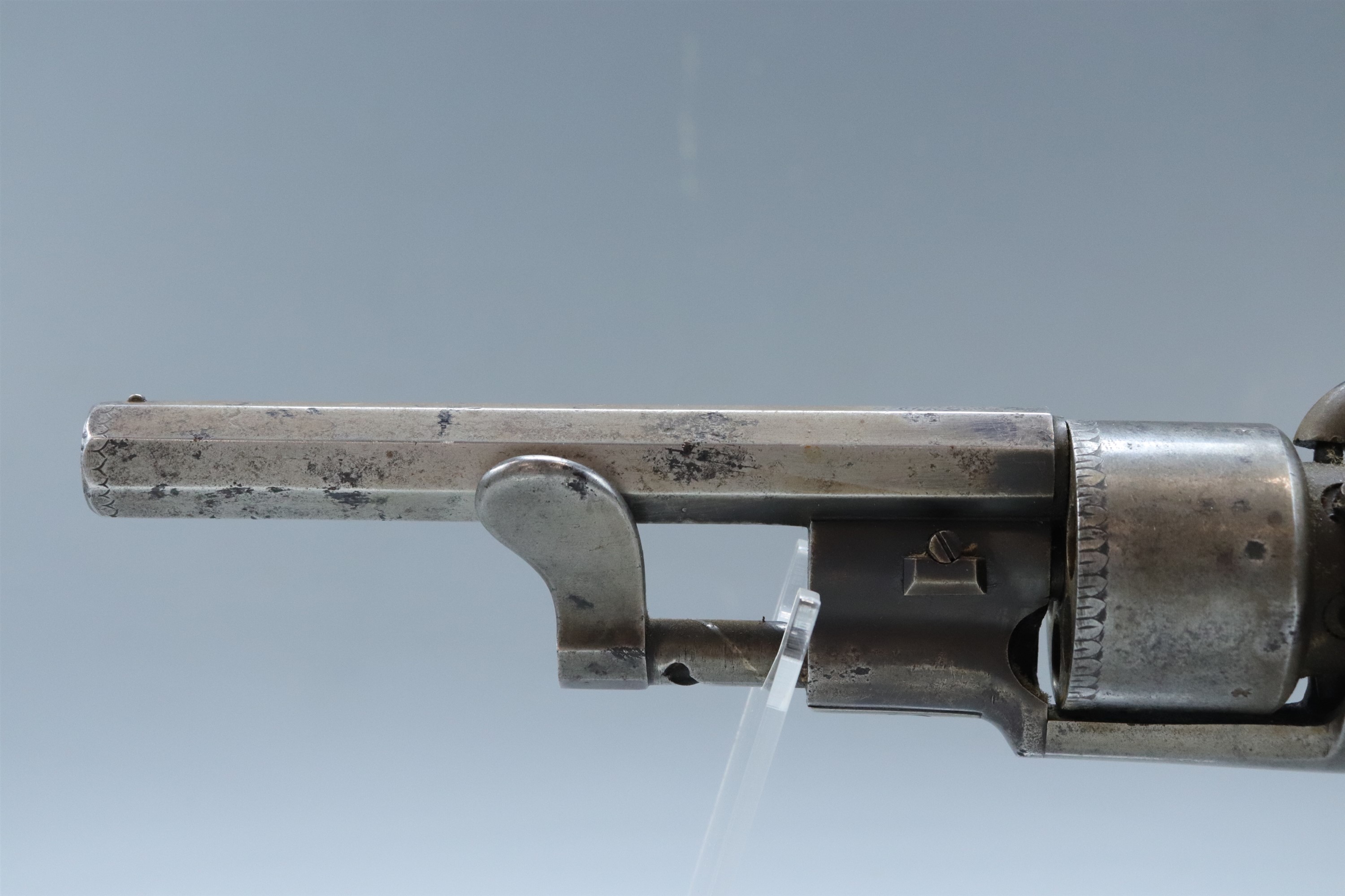 An English transitional revolver, circa 1840, having a rifled 5 1/2 inch octagonal barrel of - Image 7 of 8