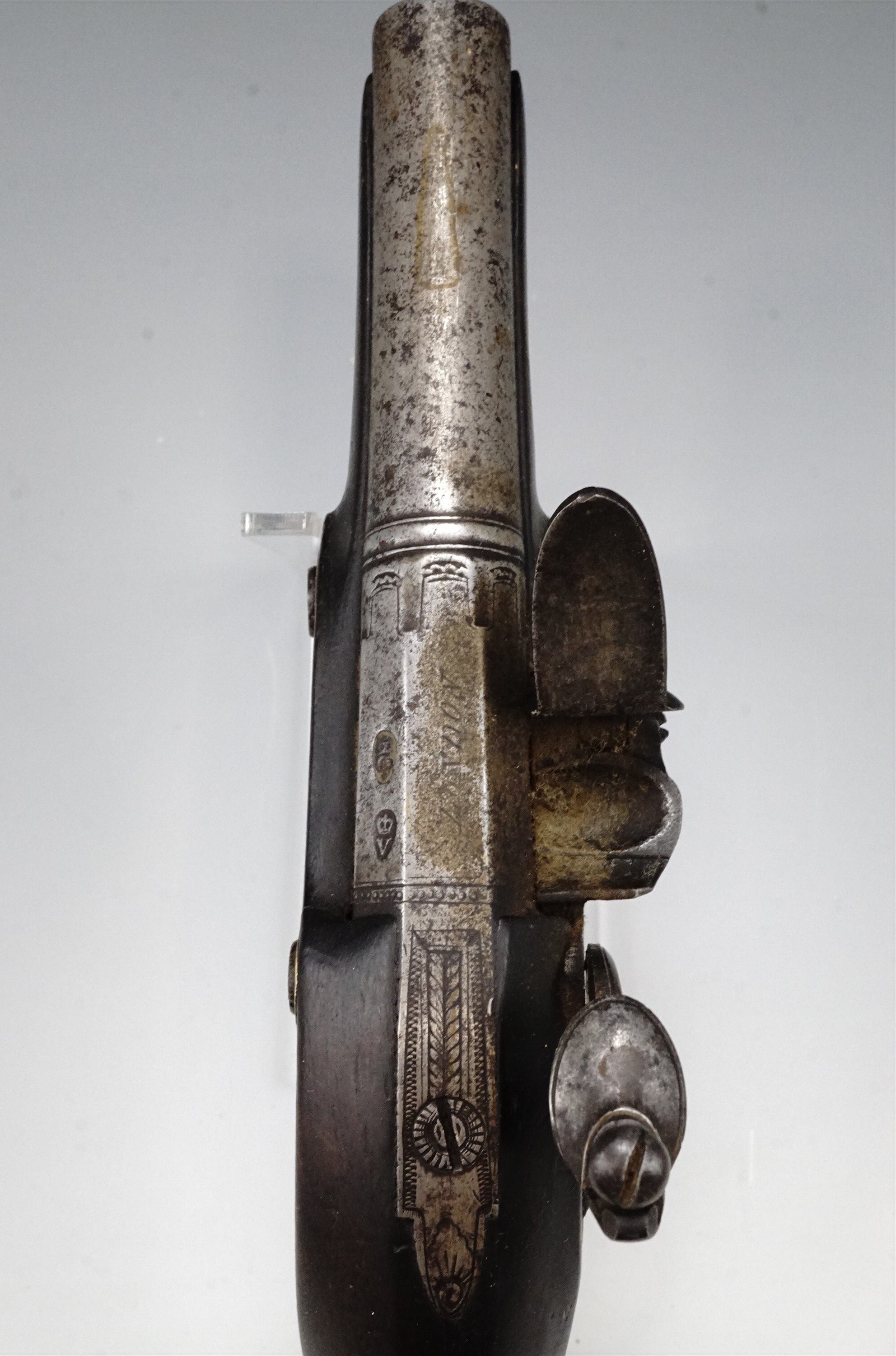 A George III flintlock travelling or overcoat pistol by Bennett of London, having a 4 1/4 inch - Image 5 of 6