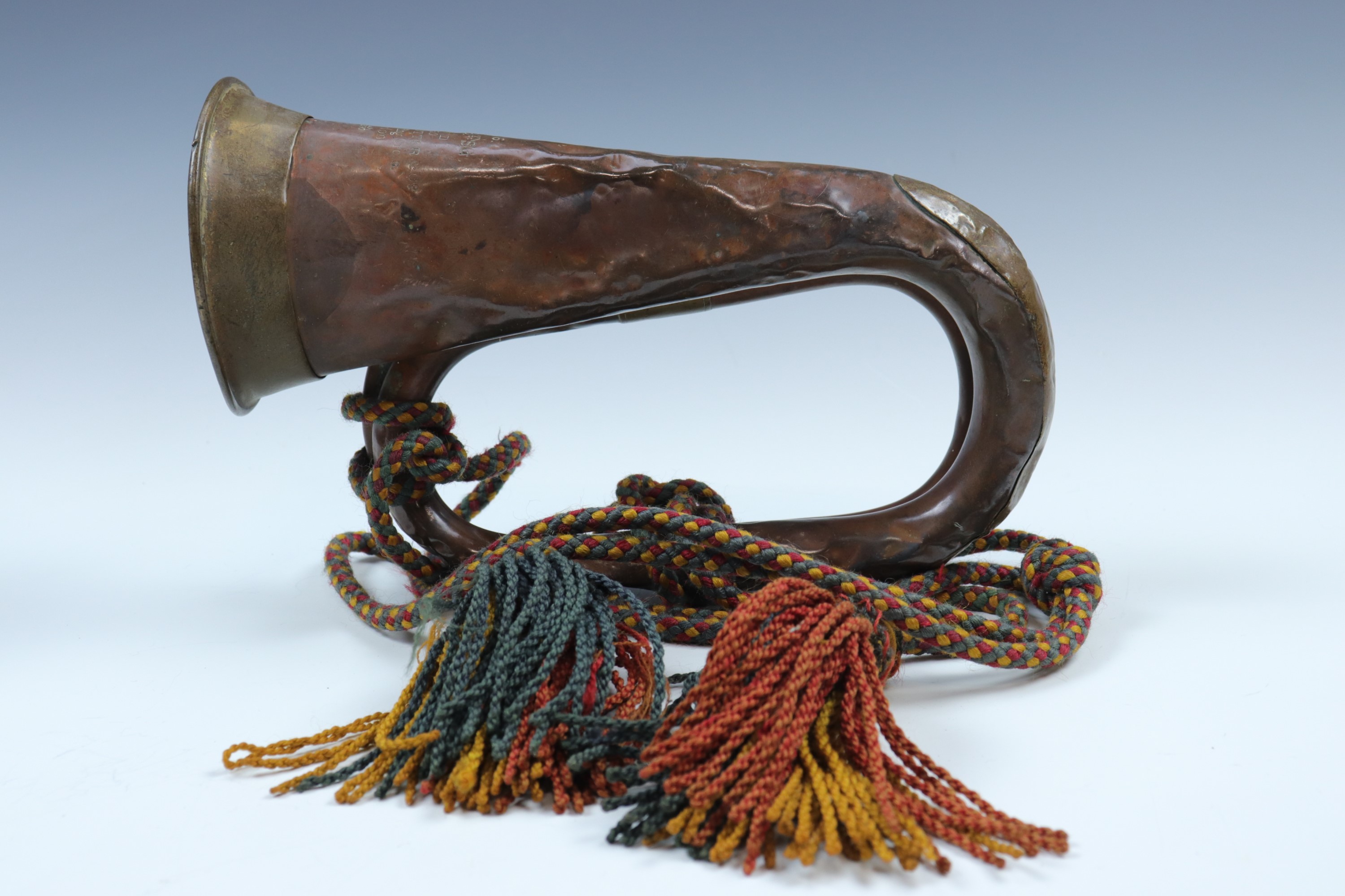 A Victorian British army bugle, dated 1890 and bearing 1st Battalion Scots Guards marks - Image 2 of 4