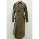 A Second World War King's Shropshire Light Infantry officer's greatcoat, bearing a label inscribed N