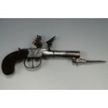 A George III flintlock pocket pistol by Smith of London, having a spring-loaded bayonet released