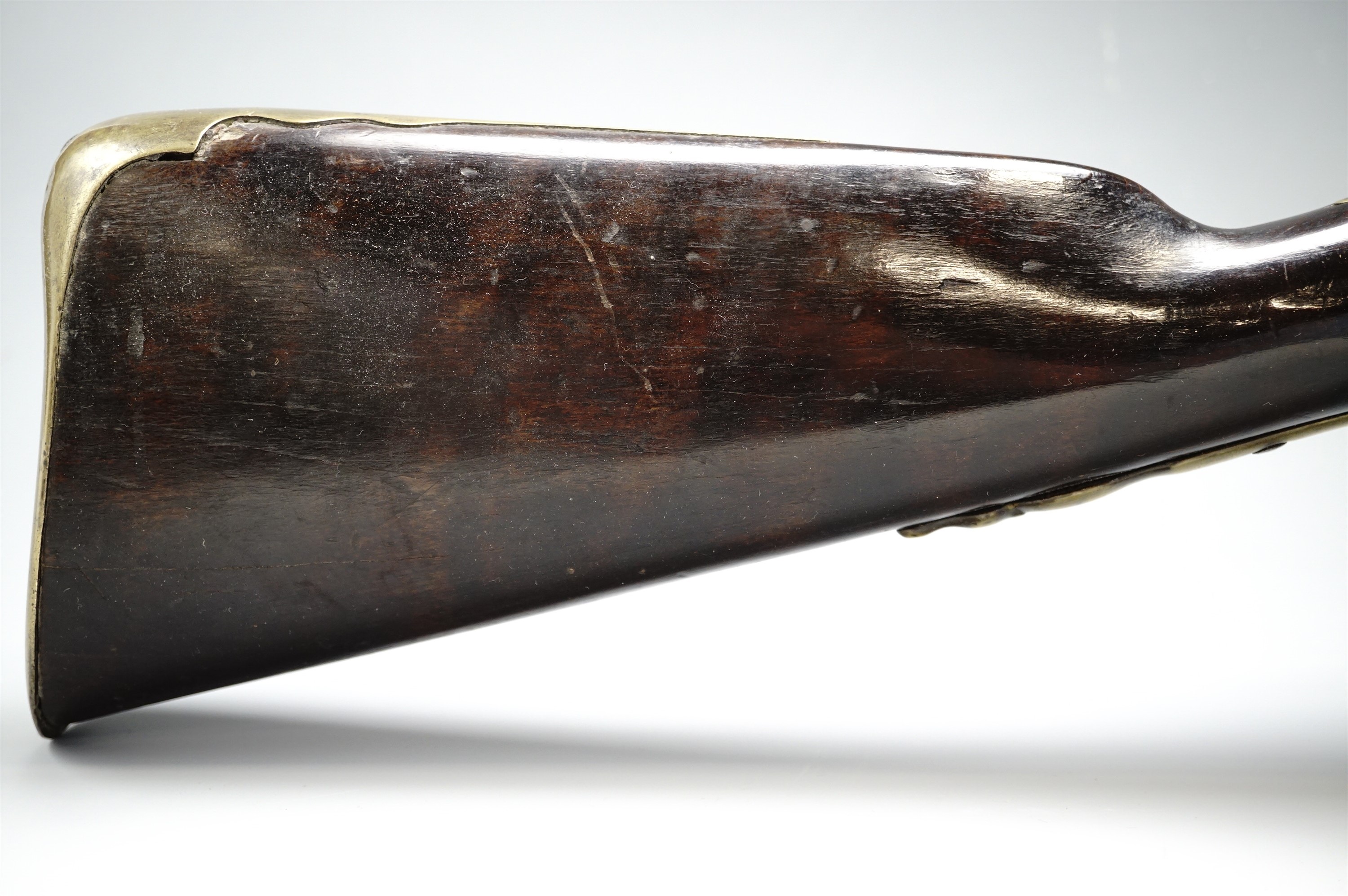 A flintlock blunderbuss by Dolep of London, having a three-sage brass barrel, polygonal at the - Image 2 of 13