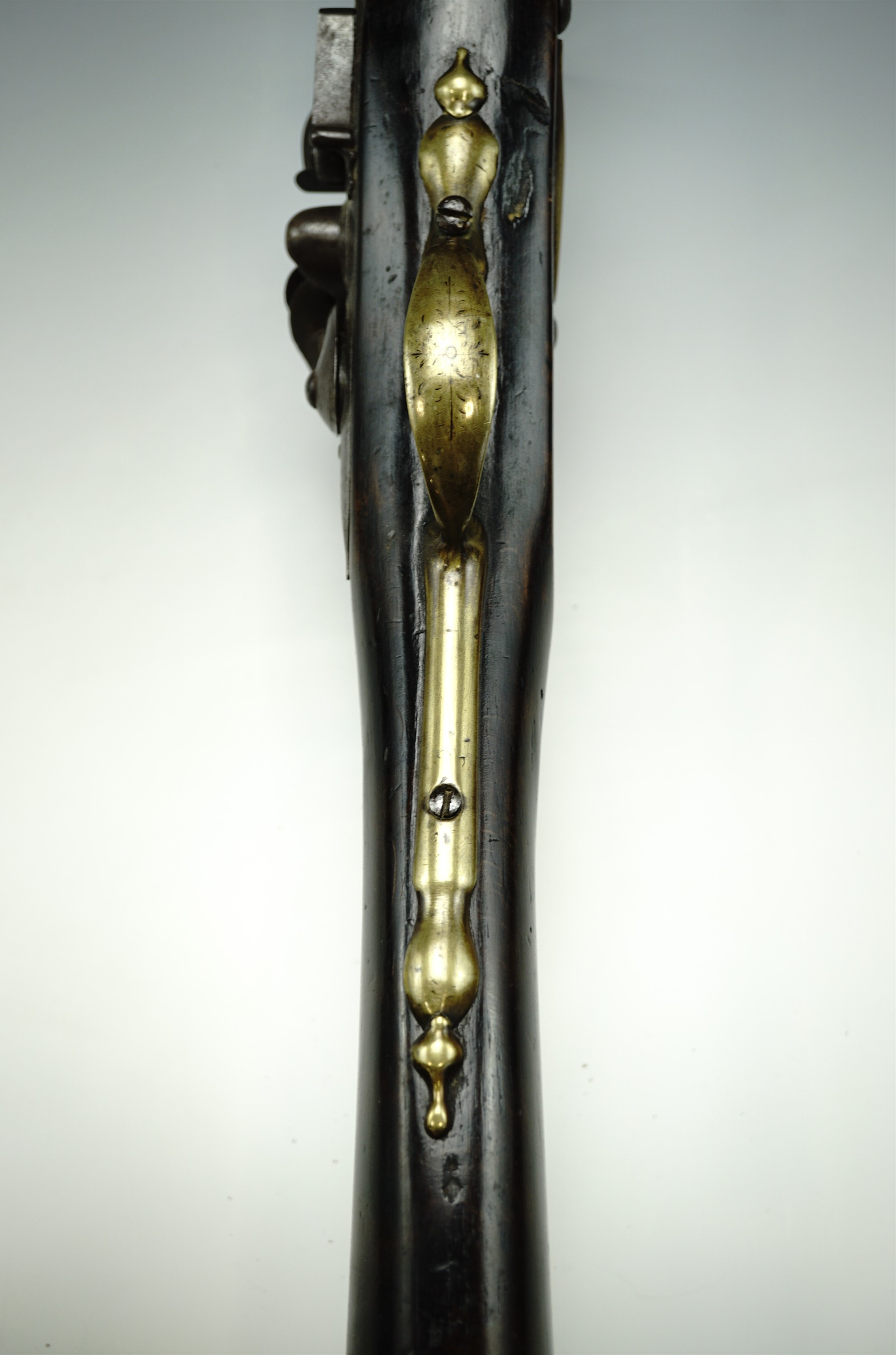 A flintlock blunderbuss by Dolep of London, having a three-sage brass barrel, polygonal at the - Image 13 of 13